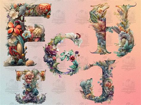 26 Watercolor Floral Alphabet Letters Clipart Magical Etsy