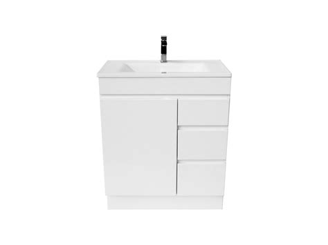 Espire 760mm Vanity Unit With Kick Single Bowl 1 Door 3 Drawers Wave Top White From Reece