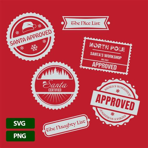 Santa Christmas Approved Stamp Svgs Pngssantas Workshop Svgxmas