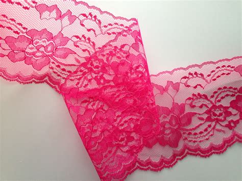Hot Pink Lace Trim 4 Wide 5 Yards Apparel Lingerie Etsy Hong Kong