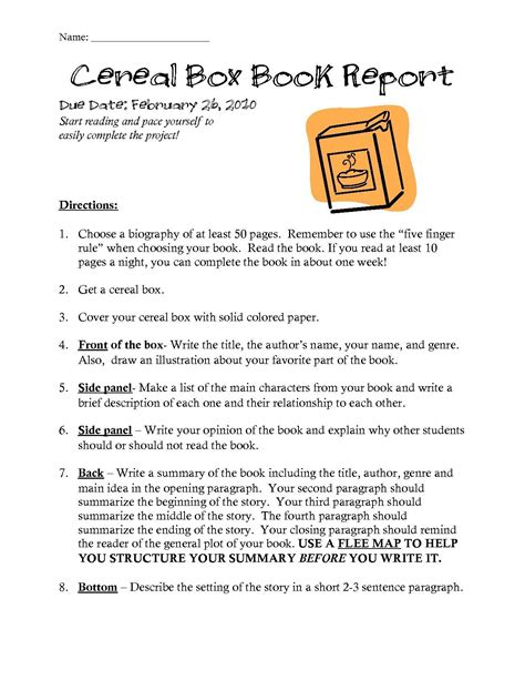 Cereal Box Biography Template Within Cereal Box Book