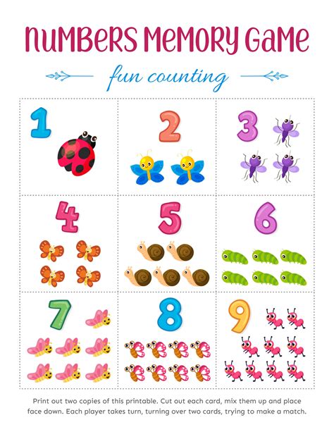 Match The Numbers Memory Games For Kids Printable Memory Games For