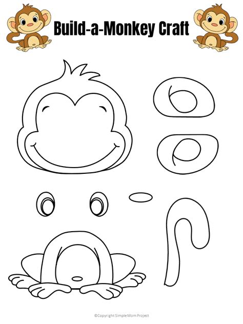 Easy Build A Monkey Craft For Kids With Free Template Monkey Crafts