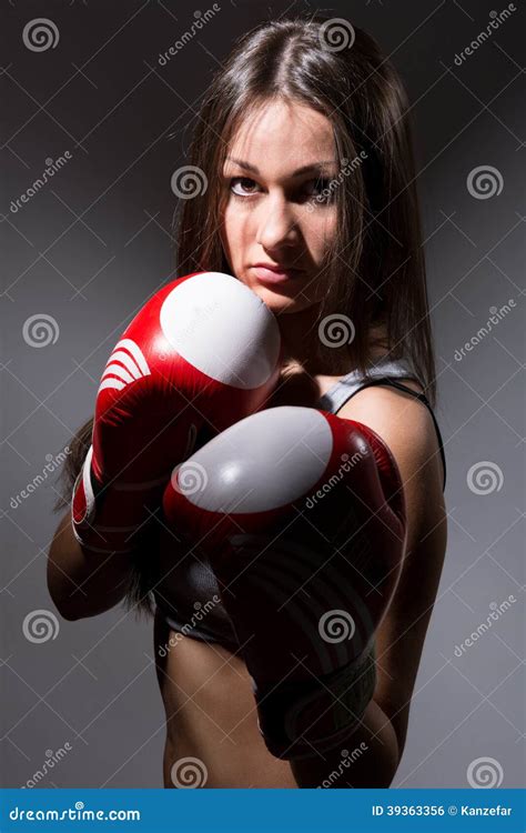 Beautiful Woman With The Boxing Gloves Stock Photo Image Of Athlete