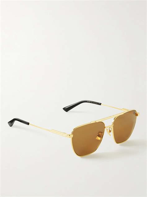 Bottega Veneta Eyewear Aviator Style Gold Tone Sunglasses For Men Mr Porter