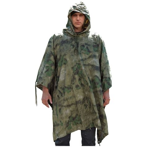 Waterproof Hooded Us Army Ripstop Festival Rain Poncho Military Camping