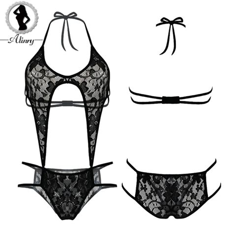 Buy Alinry New Sexy Lingerie Hot Deep V Black Floral