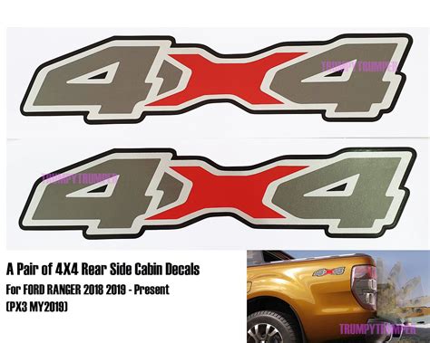4x4 Side Cabin Rear Body Decal Sticker For Ford Ranger Px3 Wildtrak Xlt