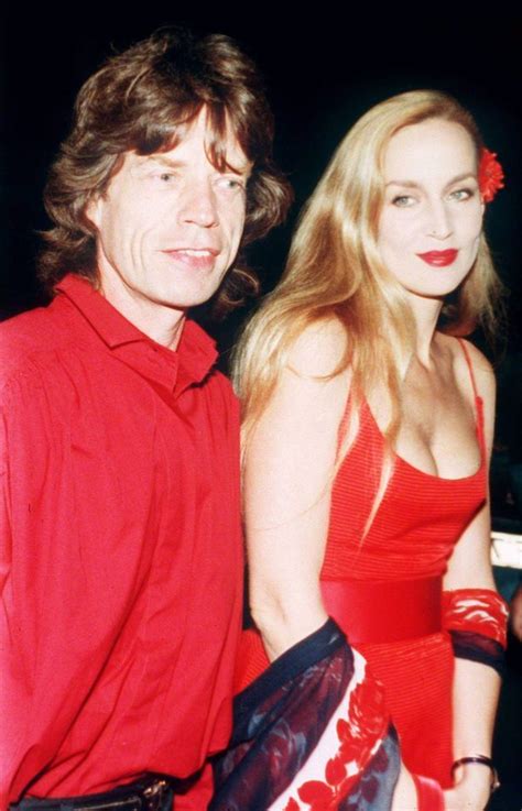 Evgenia Gl Couple In Red Mick Jagger Singer With Model Jerry Hall Rolling Stones Concert Los