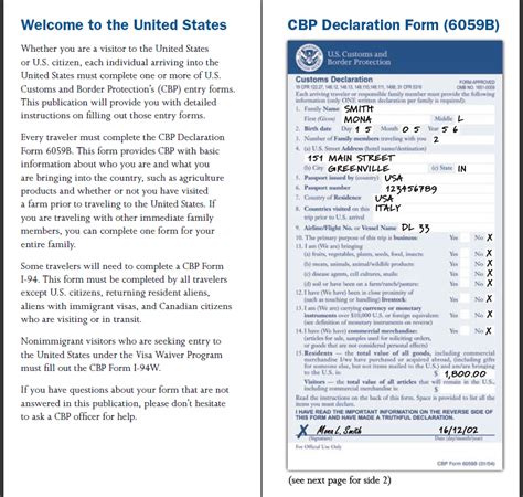 Customs Declaration Form 6059b Pdf