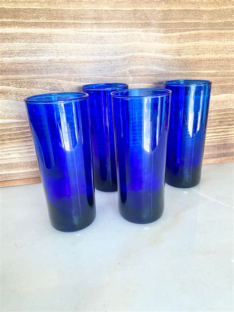 Vintage Cobalt Blue Drinking Glasses Etsy