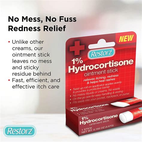 Restorz Hydrocortisone 1 Cream Treatment Stick Fast Acting Relief For
