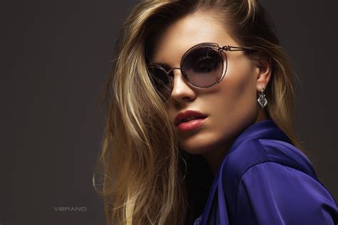 Women Model Face Simple Background Women With Glasses Blonde Portrait Nikolas Verano Wallpaper