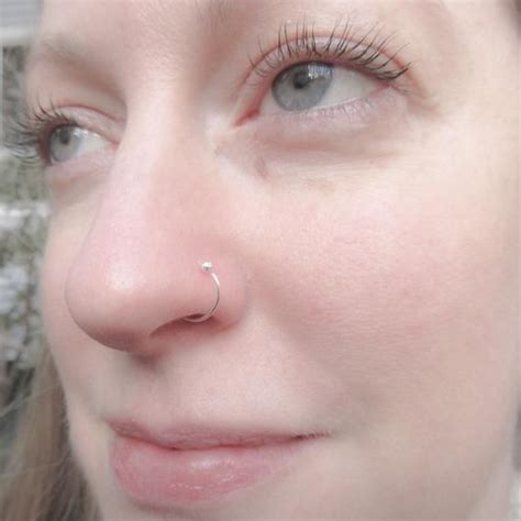 22 Gauge Silver Ball End Nose Ring Pure Silver Nose Hoop Etsy Nose