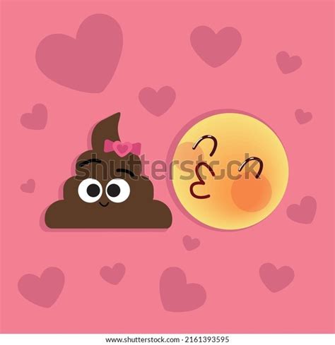 Süße Poop Emoji Und Kuss Cartoon Stock Vektorgrafik Lizenzfrei