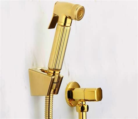 Ducha Higiênica Dourada Luxo Completa Banheiro Lavabo F5store