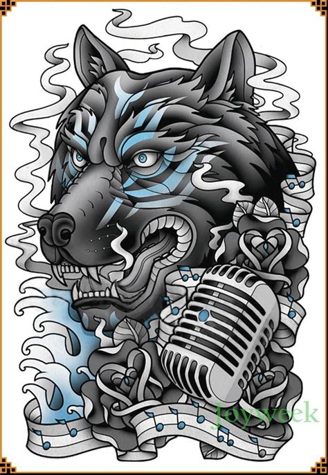 362us 15 Offwaterproof Temporary Tattoo Sticker Wolf Singer Large