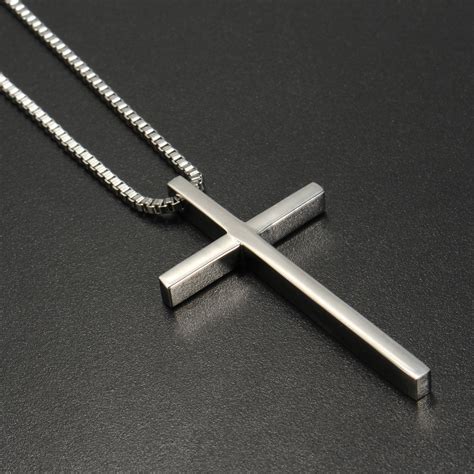 Stainless Steel Cross Pendant Silver Necklace Chain