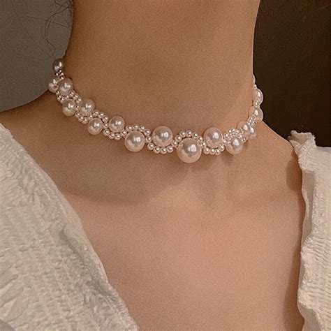 fashion pearl handmade necklace cute romantic women s etsy