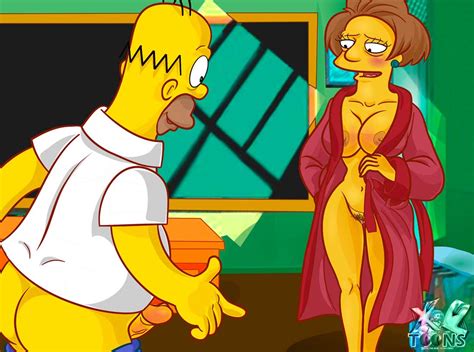Rule 34 Ass Blush Chubby Clothes Color Edna Krabappel Female Homer Simpson Human Indoors Male