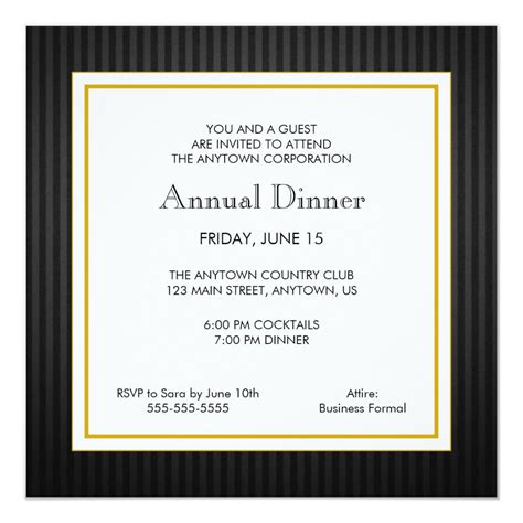 Black And Gold Business Professional Dinner Invitation Zazzle Dinner