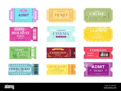 Ensemble Dillustrations Vectorielles De Différents Billets De Cinéma