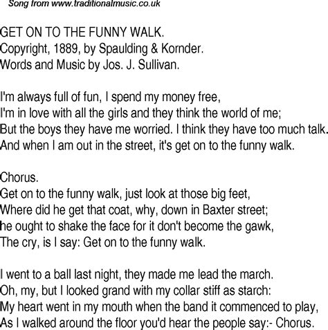 Old Time Song Lyrics for 25 Get On To The Funny Walk