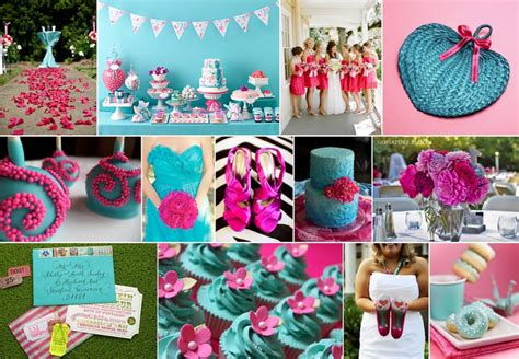 Turquoise, red combination can be used in all seasons. Theme: Pink & Turquoise | Pretty Weddings