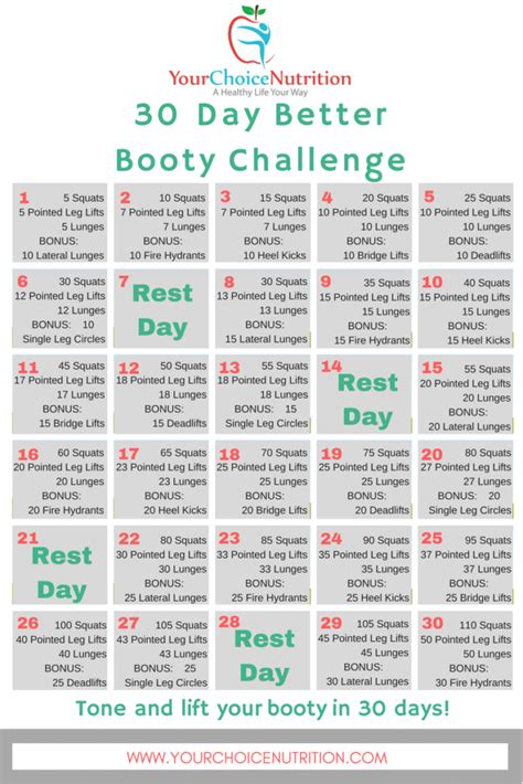 30 Day Better Booty Challenge Your Choice Nutrition