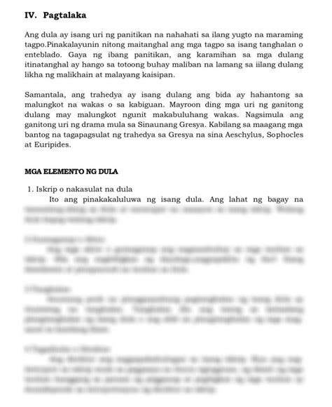 Solution Filipino 10 Dula At Ang Mga Elemento Ng Dula Studypool