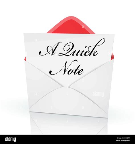 The Words A Quick Note On A Card In An Envelope Stock Vector Image