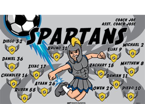 Spartans B58972 Digitally Printed Vinyl Soccer Sports Team Banner Made