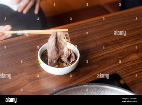 Cooking Of Japanese Wagyu Beef Shabu Shabu Set Hot Pot Stock Photo Alamy