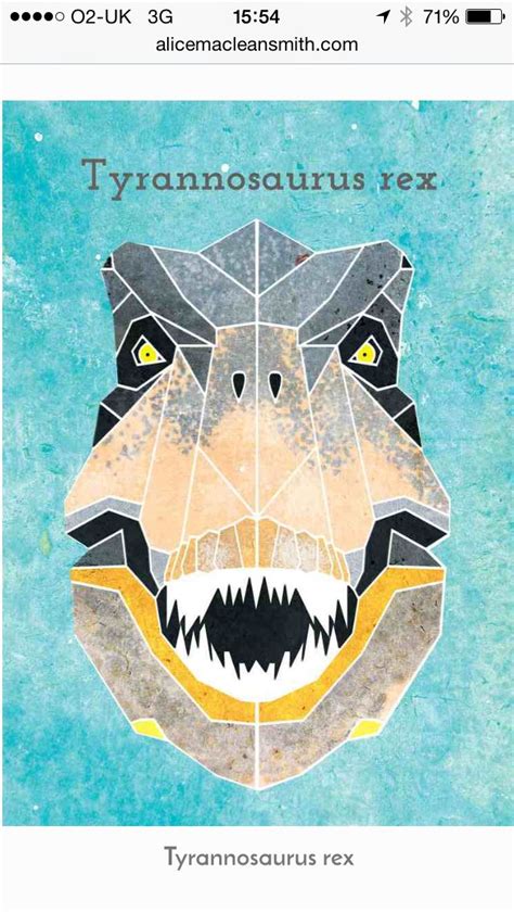 Geometric Dinosaur Head Animal Illustration Dinosaur Quilt Animal Art