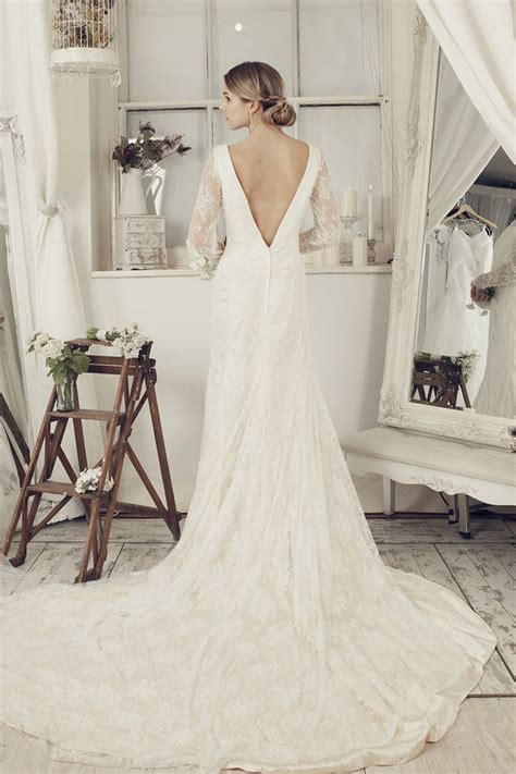 Cream Long Sleeve Wedding Dress By Elliot Claire London