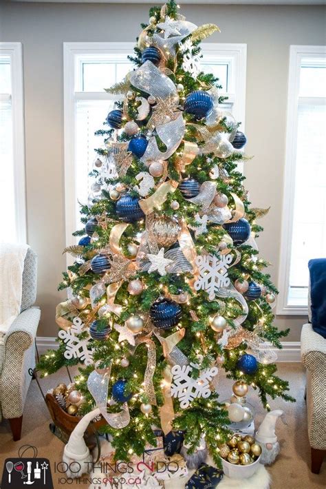 20 Navy Blue And Gold Christmas Tree Decorations