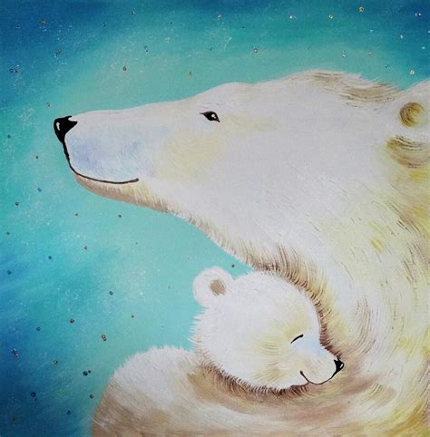Art Acrylic Painting White Bears White Bear With Cub Original Etsy
