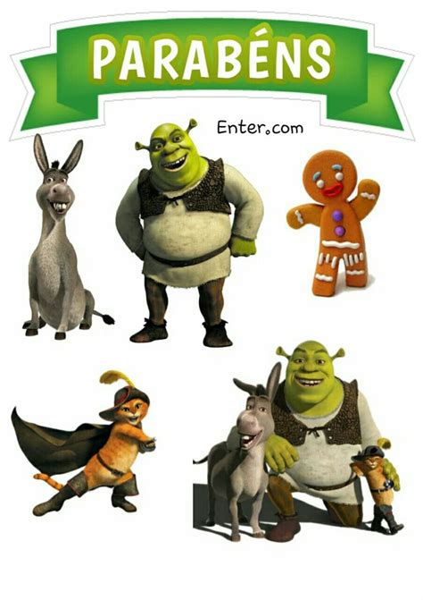 Topo De Bolo Shrek Fiona E Sherek Shrek Desenho Shrek