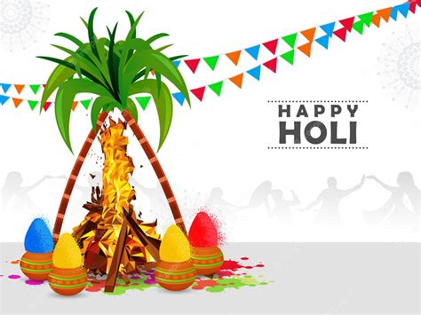 Premium Vector Happy Holi Indian Festival Celebration Of Holika Dahan