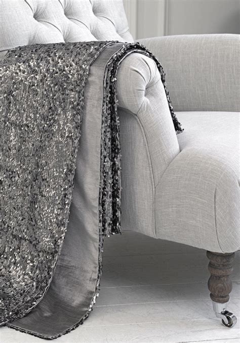 Luxury Silver Gray Sequin Throw Blanket By Sparklemegorgeous