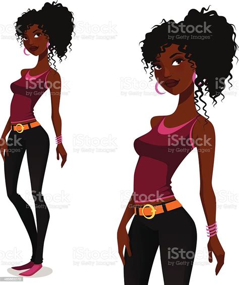 African American Girl In Street Fashion Outfit Stock Illustration
