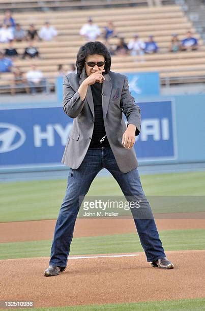 Gene Simmons Throws Ceremonial First Pitch At Dodger Stadium Photos And