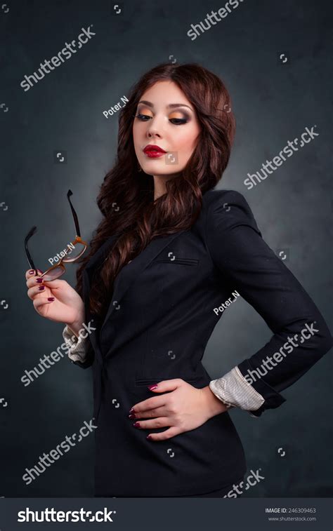 Photo De Stock Sexy Business Woman Dark Business Suit 246309463 Shutterstock