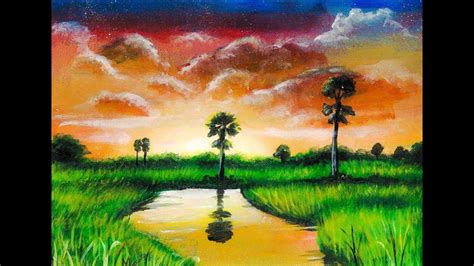 Cambodian Countryside Acrylic Painting Simple Youtube