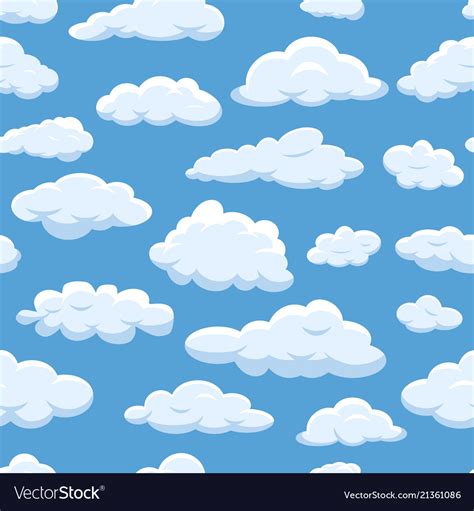Clouds Seamless Pattern On Blue Sky Background Vector Image