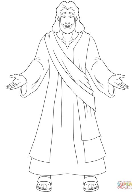 Jesus With Open Hands Coloring Page Free Printable Coloring Pages