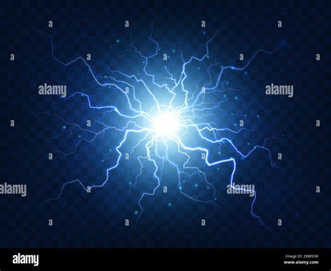Electric Power Explosion With Electrical Flash Sparks And Blue