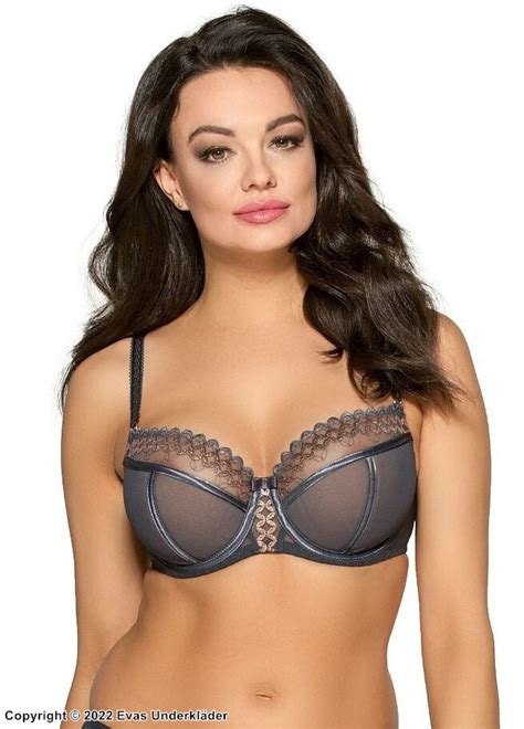 Romantic Big Cup Bra Embroidery Sheer Inlays B To L Cup