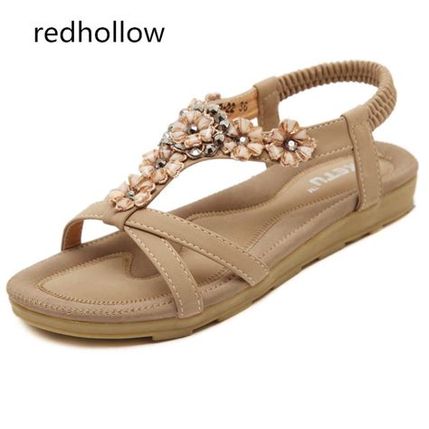 2017 Summer Sandals Women Shoes Comfort Summer Bohemia Flower Flat Women Shoes Beach Sandalias