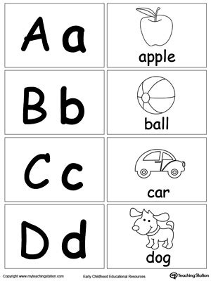 Each letter has a lower and upper case form. Small Printable Alphabet Flash Cards for Letters A B C D ...